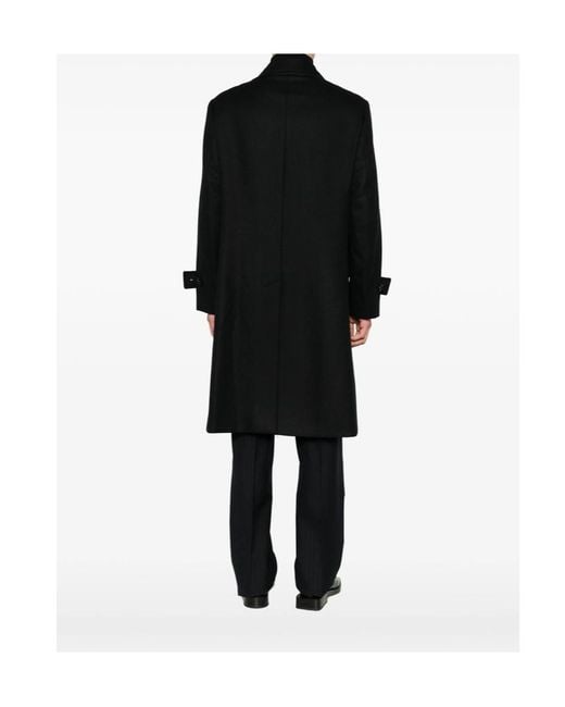 Caruso Black Corsaro Double-Breasted Coat for men