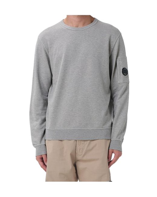 C P Company Gray Long-Sleeved Crew Neck Sweatshirt for men
