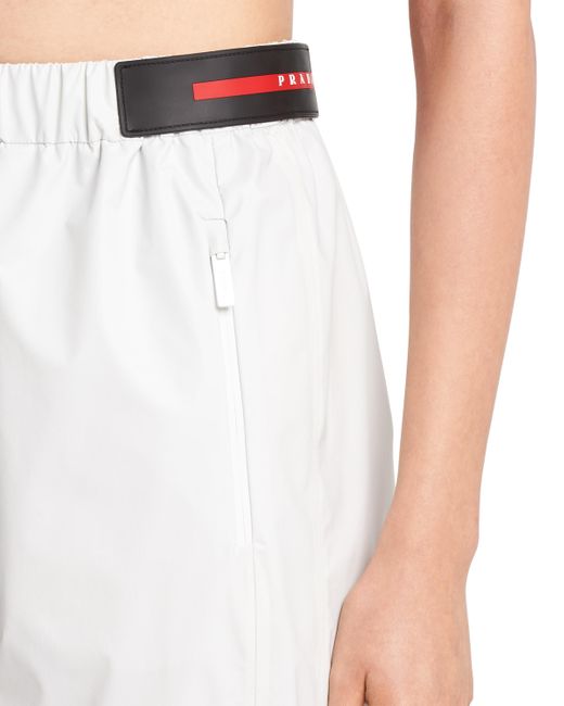 Prada White Light Nylon Wide-Leg Pants