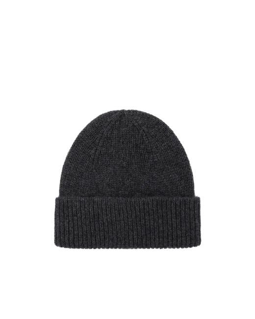 Roberto Collina Black Ribbed Knit Hat for men