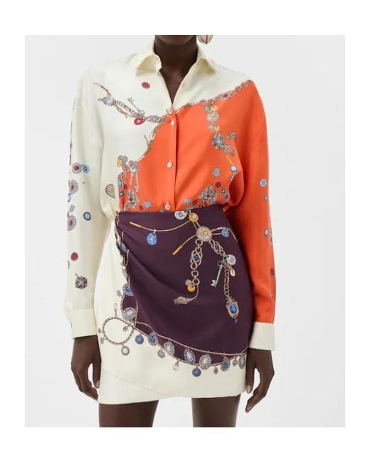 Versace Red Printed Silk Twill Shirt