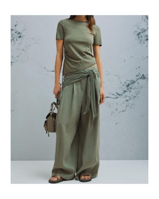 Marella Green Asymmetrical Drawstring Sweater