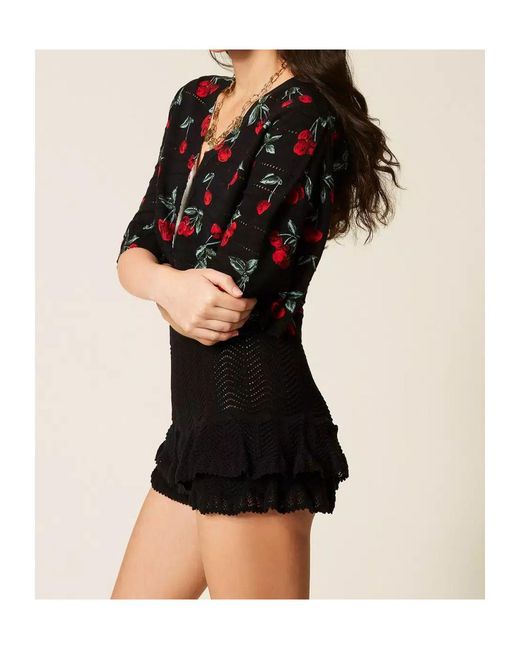 Twinset Black Cherry Print Short Sleeve Cardigan
