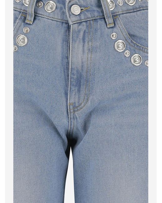 Coperni Blue Studded High-Rise Jeans