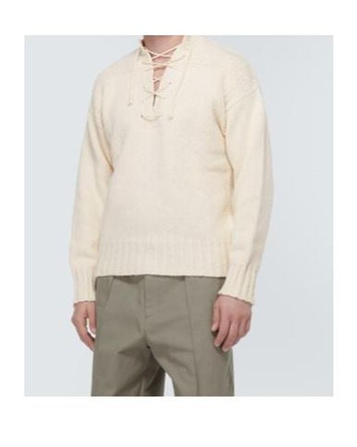 Jil Sander White Tie-Front Knit Sweater for men