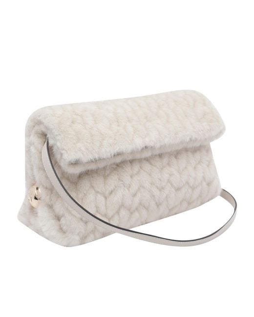 Liu Jo Gray Faux Fur Clutch Bag