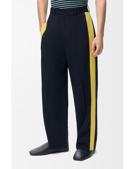 Loewe Blue Contrasting Color Stripe Casual Pants for men