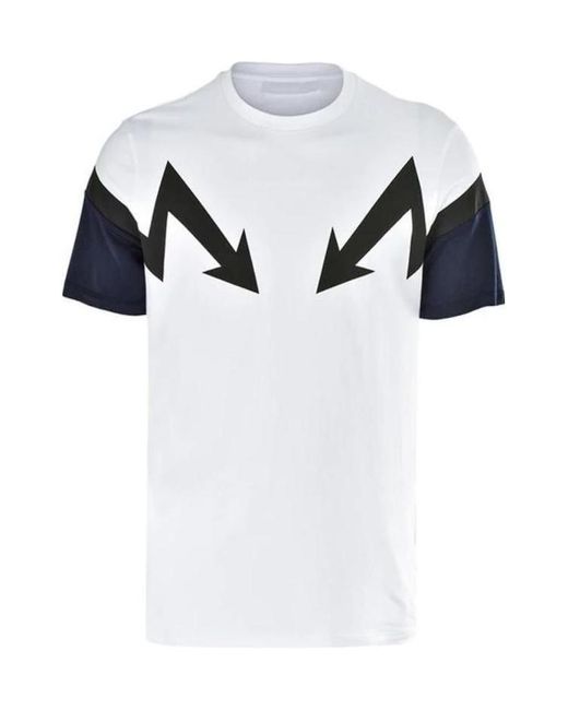 Neil Barrett White Lightning Pattern T-Shirt for men