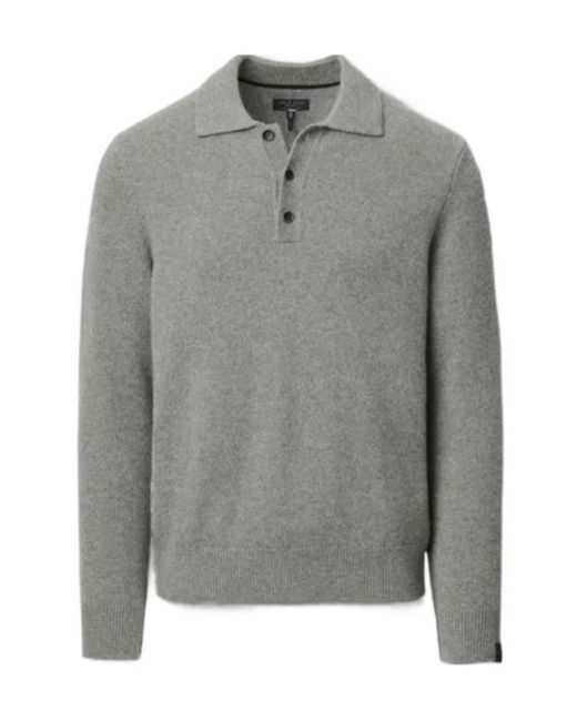 Rag & Bone Gray Declan Cashmere Polo Sweater for men