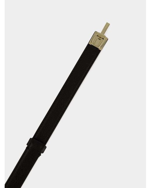 Tom Ford White Embossed Leather Slim Belt