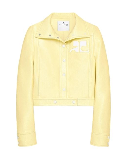 Courreges Yellow Vinyl-Effect Cropped Jacket