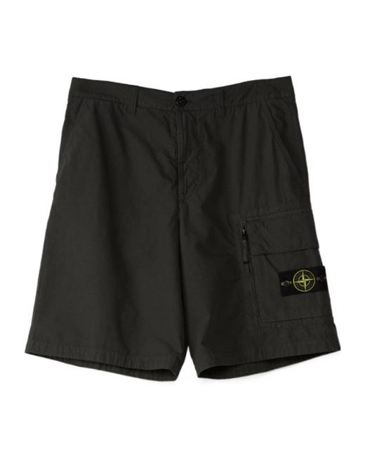 Stone Island Black Cargo Shorts for men