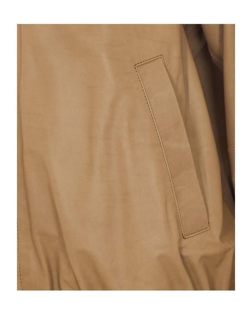 Auralee Brown Long-Sleeved Leather Jacket