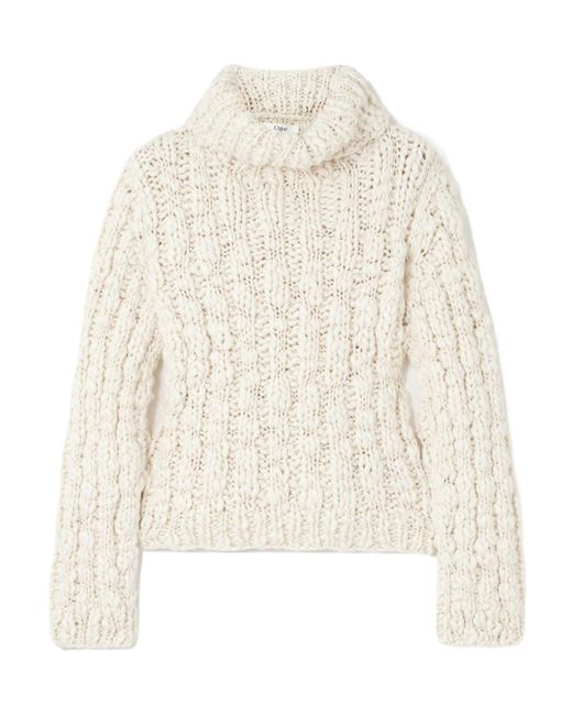 Chloé White Rib Turtleneck Sweater