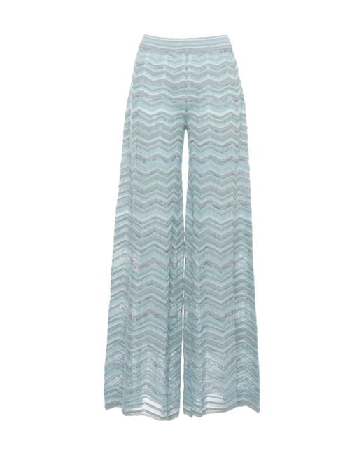 D.exterior Blue Metallic Chevron Wide-Leg Pants