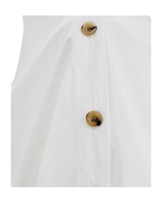 Soeur White Button-Sleeve Boat-Neck T-Shirt