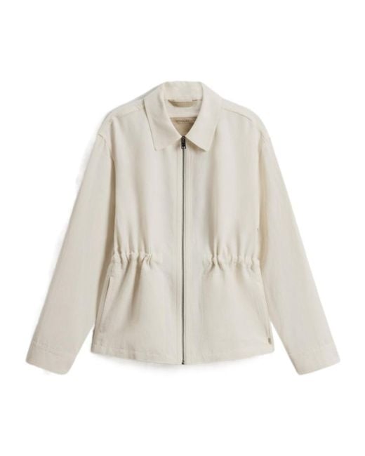 Woolrich White Zip-Up Collar Jacket