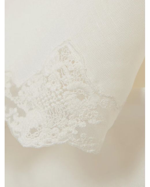 Rixo White Crystal Lace-Trimmed Linen-Blend Midi Skirt