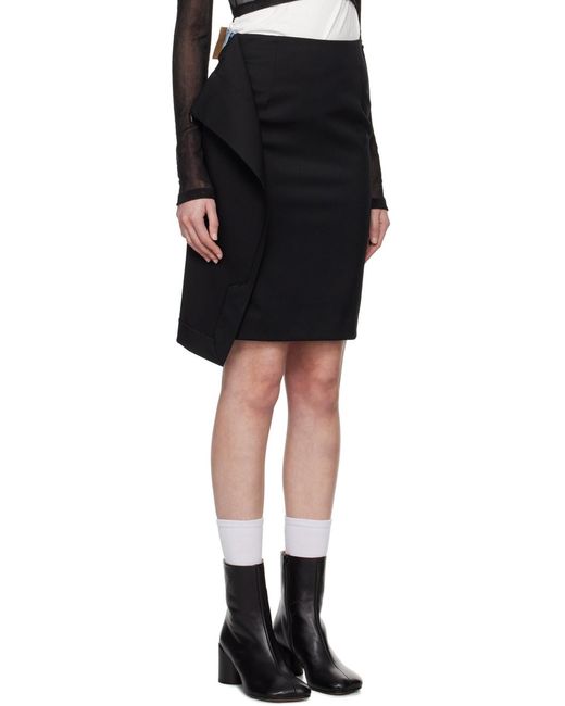 MM6 by Maison Margiela Black Panelled Denim Miniskirt