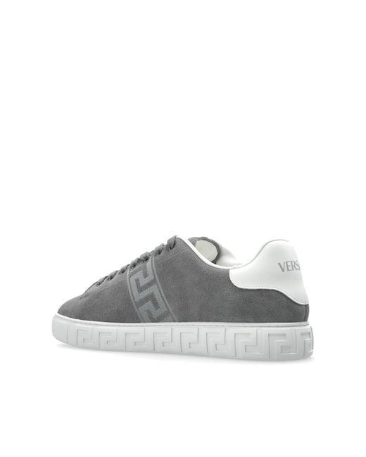 Versace Gray Greca-Embroidered Lace-Up Sneakers for men