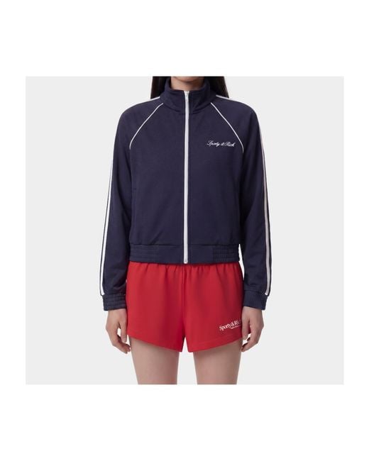 Sporty & Rich Blue Long-Sleeve Zip-Up Sweatshirt