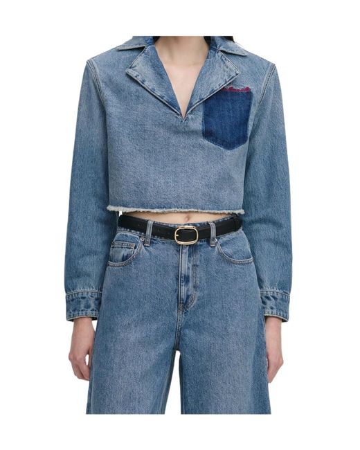 Self-Portrait Blue Barrel Leg Jeans