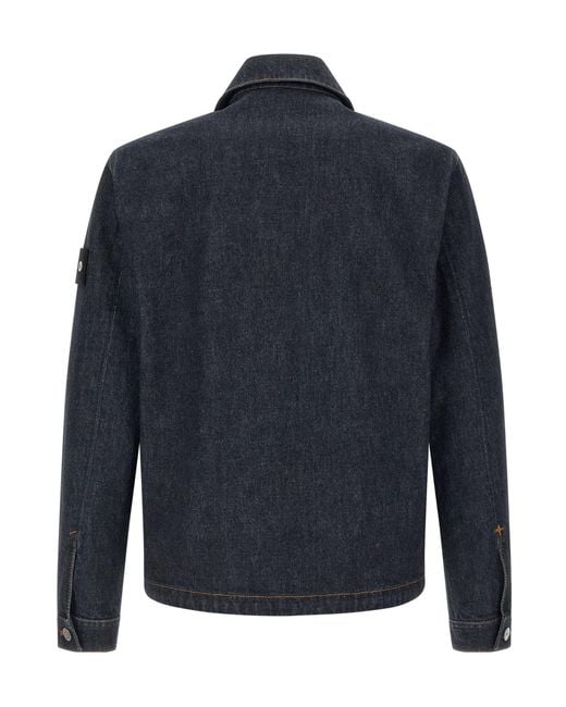 Stone Island Blue Denim Jacket for men