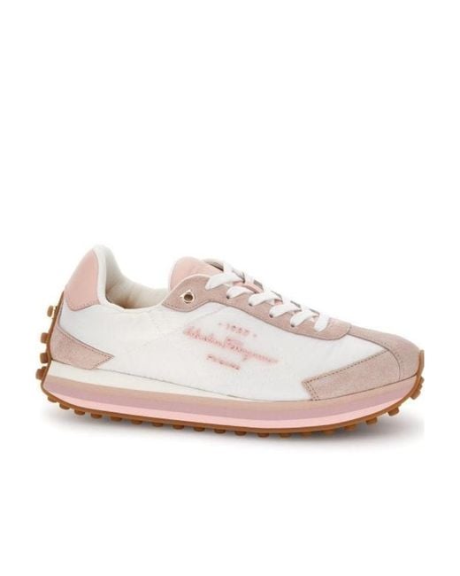 Ferragamo Pink Logo Low-Top Casual Shoes
