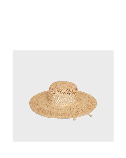 Céline White Triomphe Wide-Brimmed Hat