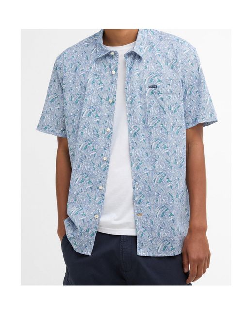 Barbour Blue Short-Sleeved Button-Up Shirt for men