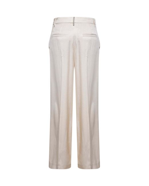 Brunello Cucinelli White Pleated Wide-Leg Pants