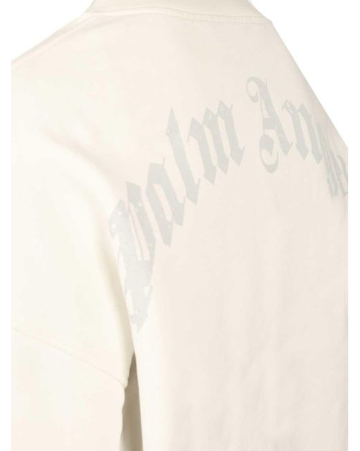 Palm Angels White Curved Logo Sweatshirt for men