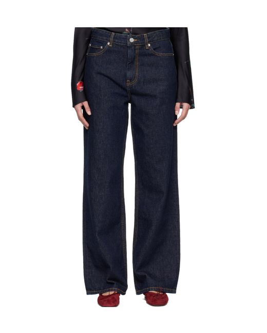 Ganni Blue Izey Straight Leg Jeans