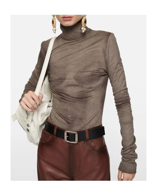 Acne Brown Printed Turtleneck Shirt