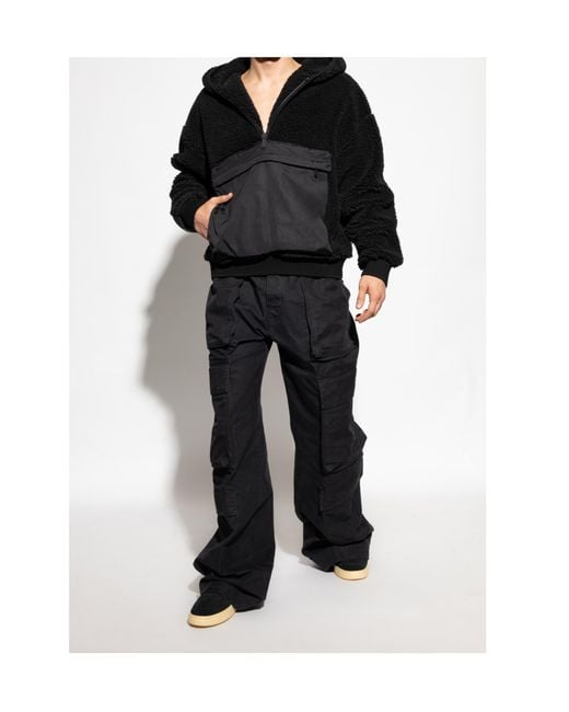 DSquared² Black Half-Zip Fleece Hoodie for men
