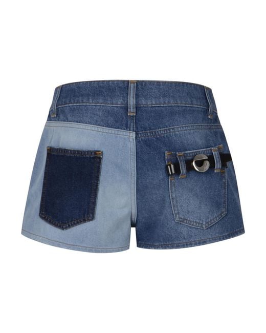 Coperni Blue Patchwork Belted Shorts
