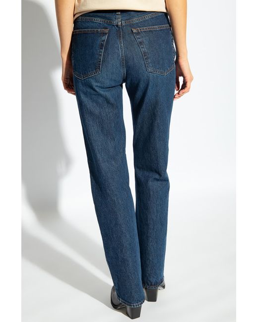 Totême  Blue Totême Classic Cut Logo Patch Jeans