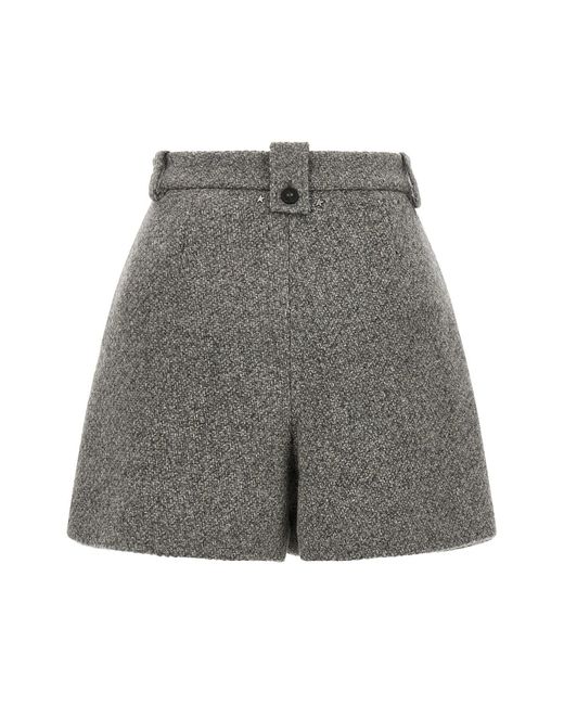 Golden Goose Deluxe Brand Gray Tweed-Effect Pleated Shorts