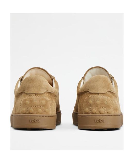 Tod's Brown Logo Printed Round Toe Sneakers for men