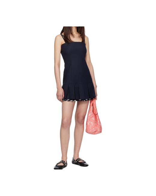 charlesjeffreyloverboy Blue Pleated Mini Dress