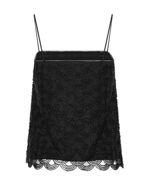 ROTATE BIRGER CHRISTENSEN Black Sequins Slip Top