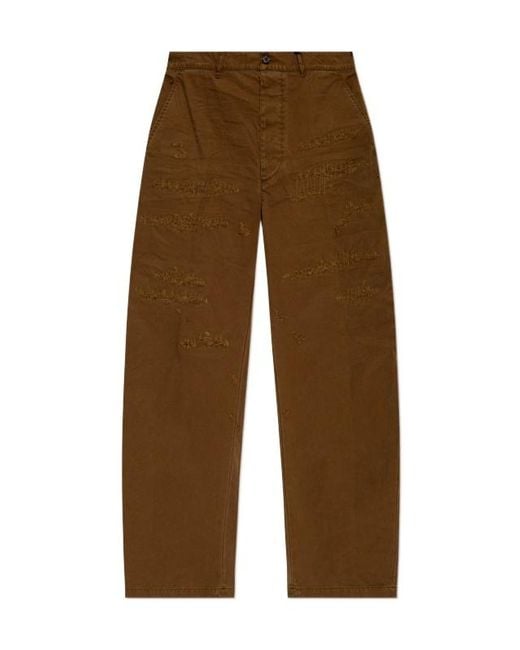 DSquared² Brown Distressed Straight-Leg Pants for men