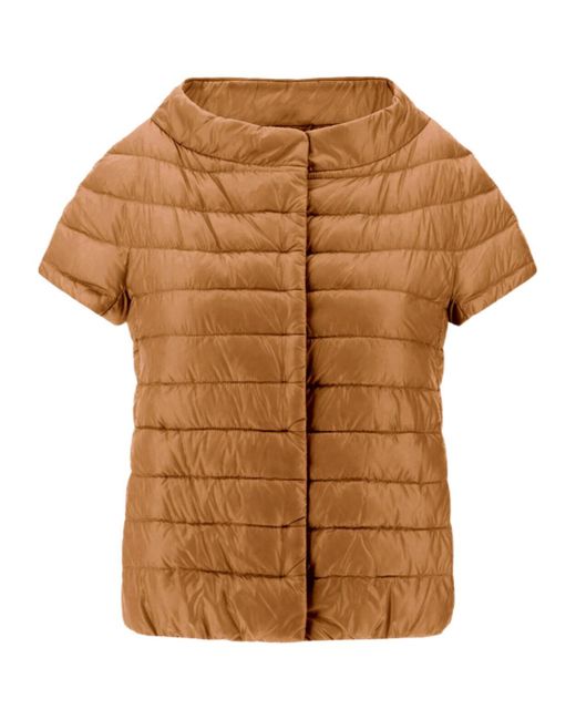Herno Brown Short-Sleeve Quilted Jacket