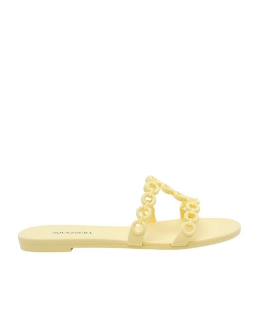 Aquazzura Metallic Chain Strap Flat Sandals