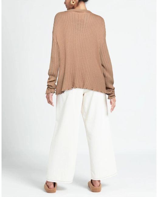 Maison Margiela Natural Minimalist Solid Color Knit Sweater