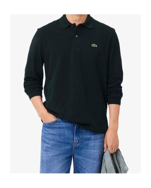 Lacoste Black Classic Fit Long Sleeved L.12.12 Polo Shirt for men