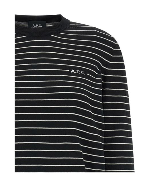 A.P.C. Black Sima Striped Knitted Sweater
