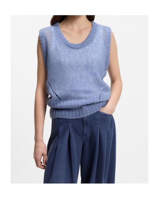 Boss Blue C_Frignac V-Neck Ribbed Vest