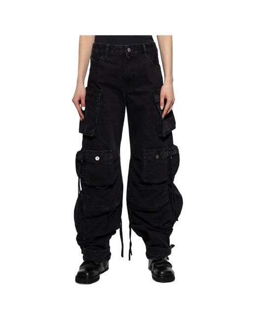 The Attico Black The Logo Patch Cargo Jeans