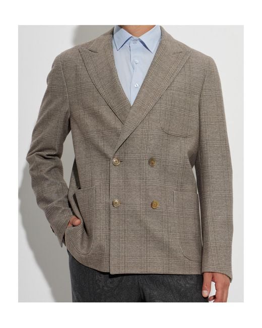 Etro Gray Lapel Long-Sleeved Suit Jacket for men